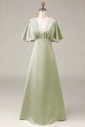 A-Line V-Neck Satin Short Sleeve Mini Wedding Dress - Chloe Dress