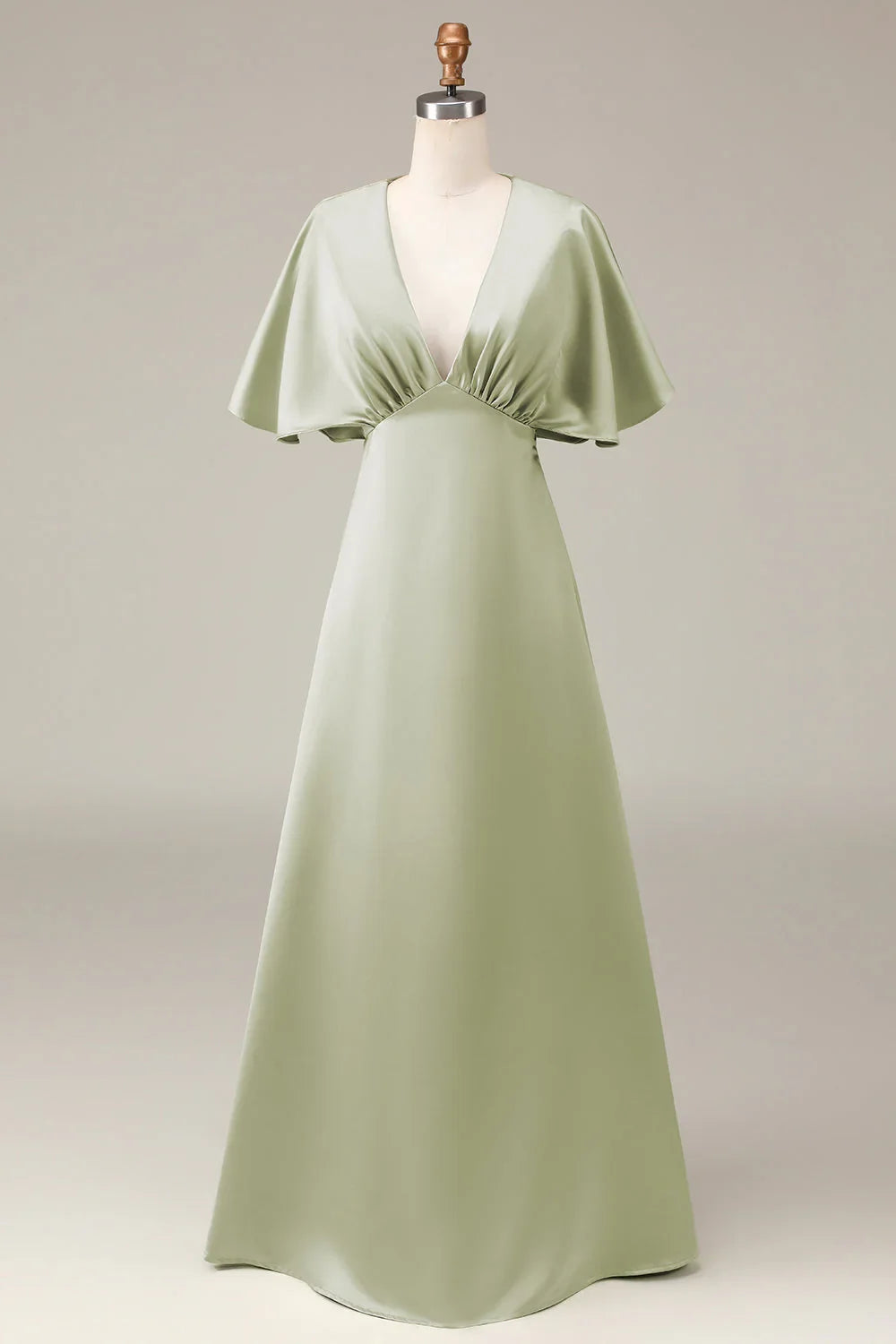 A-Line V-Neck Satin Short Sleeve Mini Wedding Dress - Chloe Dress