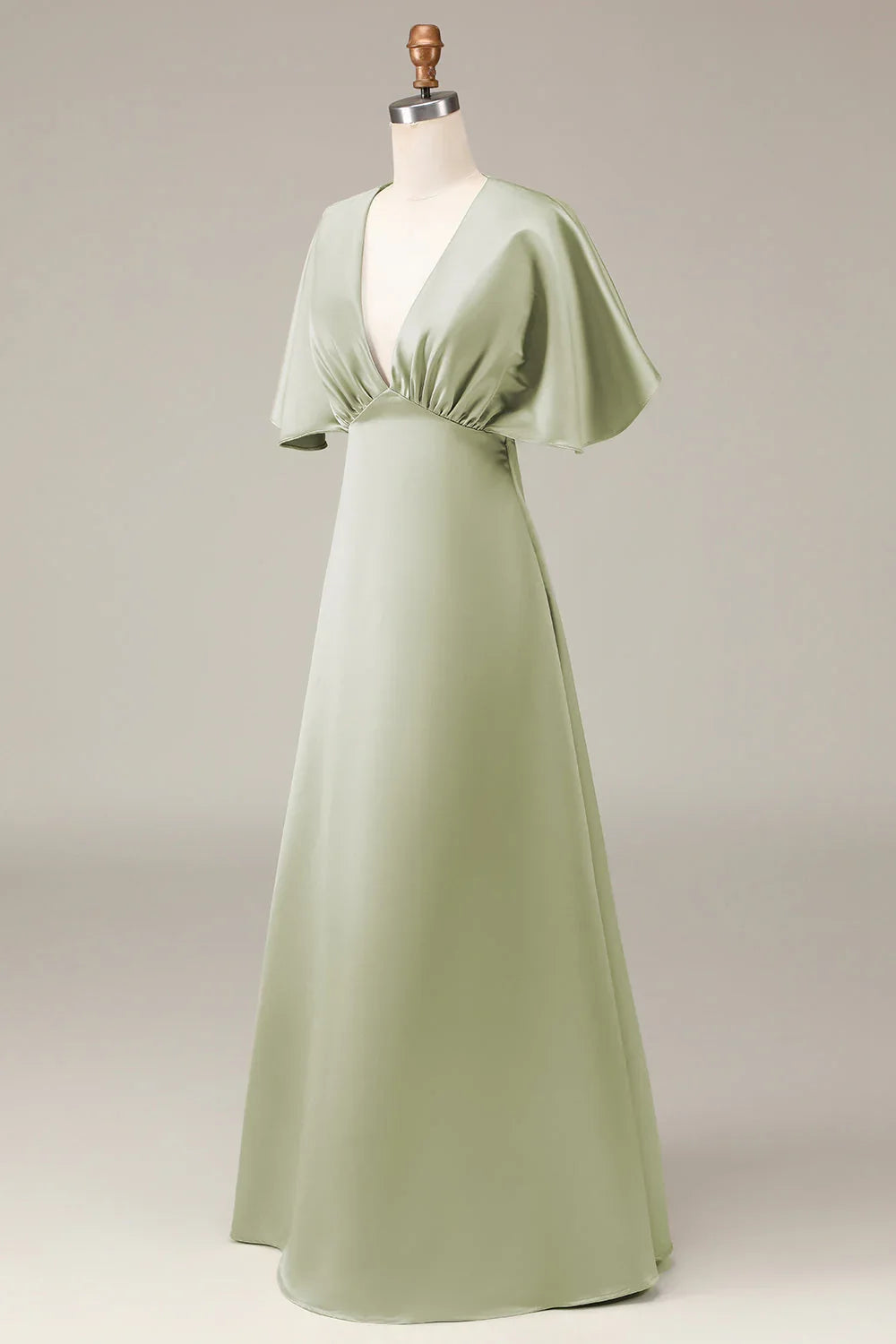 A-Line V-Neck Satin Short Sleeve Mini Wedding Dress - Chloe Dress