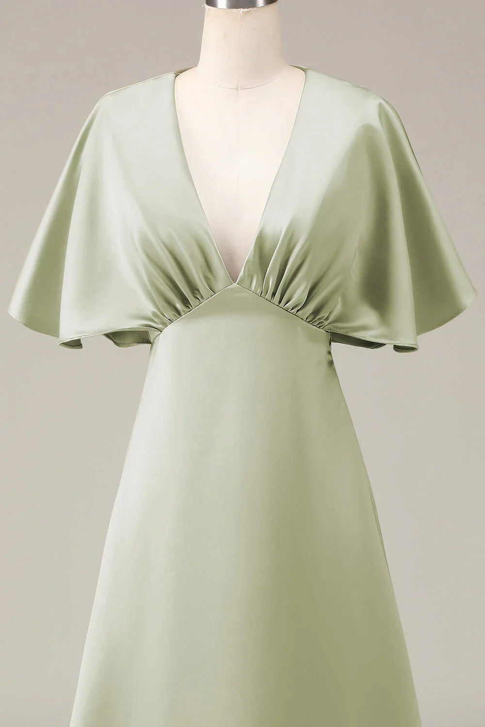 A-Line V-Neck Satin Short Sleeve Mini Wedding Dress - Chloe Dress