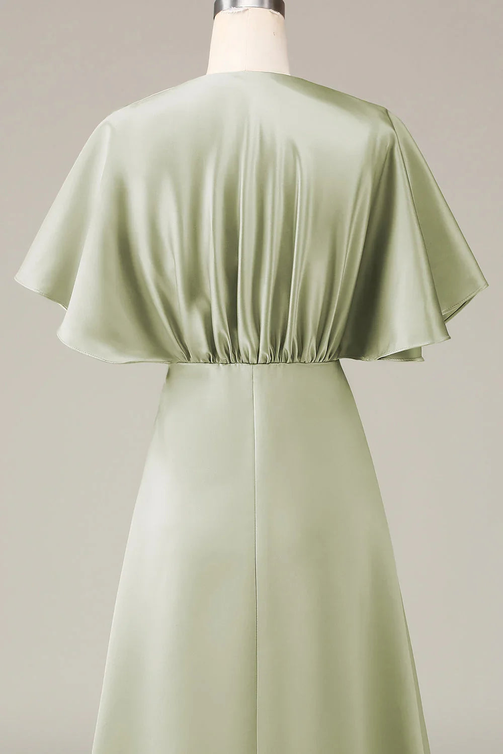 A-Line V-Neck Satin Short Sleeve Mini Wedding Dress - Chloe Dress