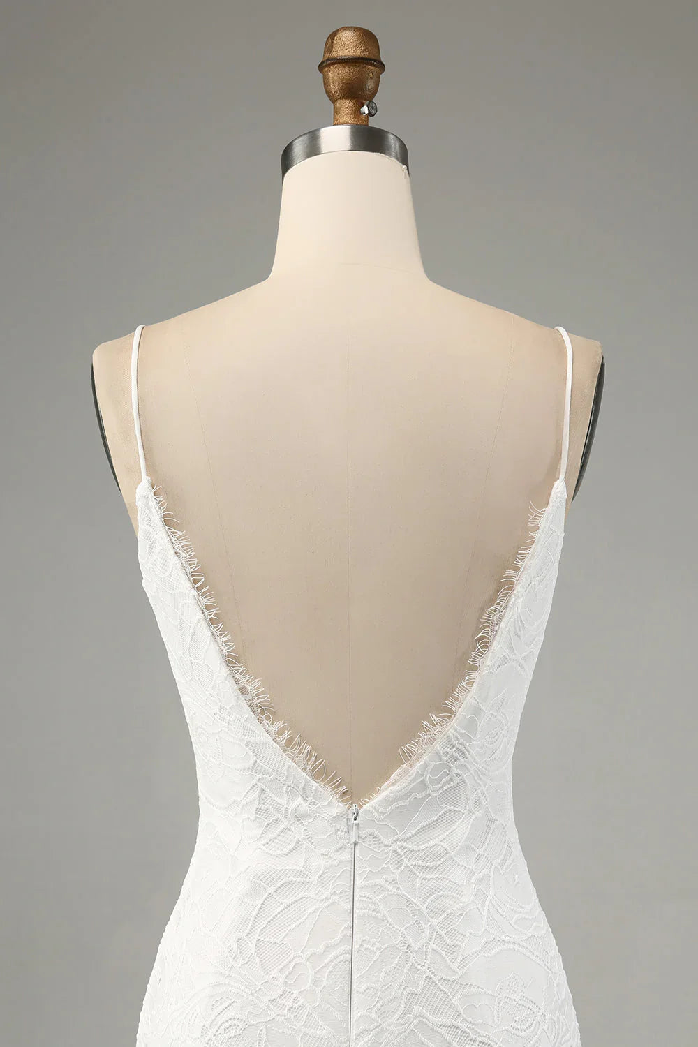 Ivory Lace High Slit Wedding Dress - Chloe Dress