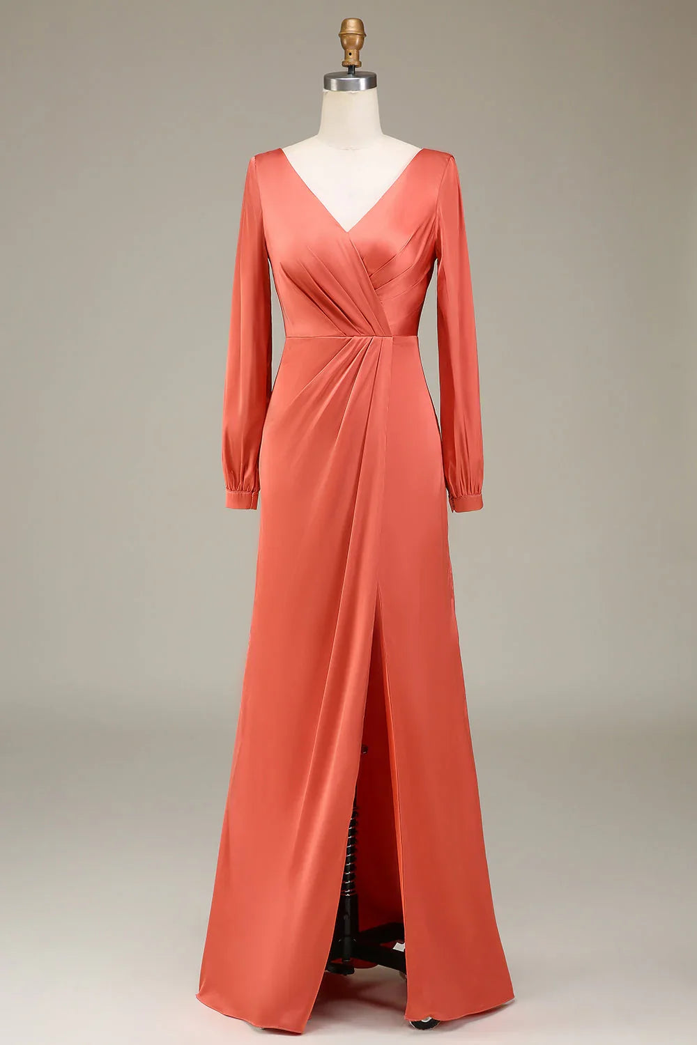 Red Satin High Slit Wedding Dress - Chloe Dress