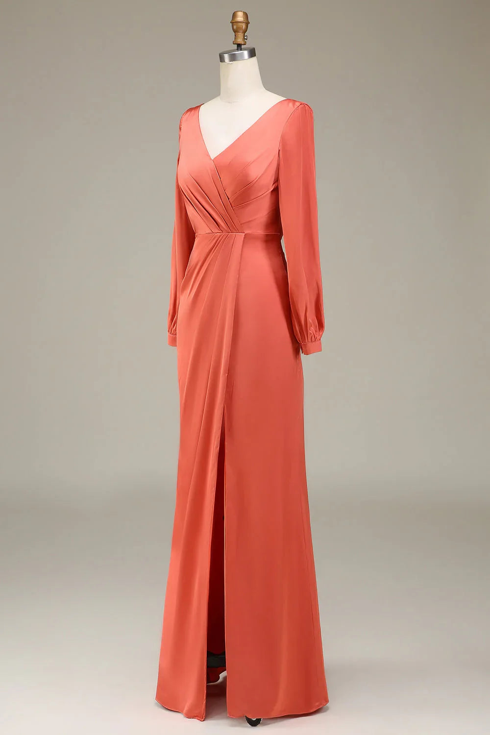 Red Satin High Slit Wedding Dress - Chloe Dress