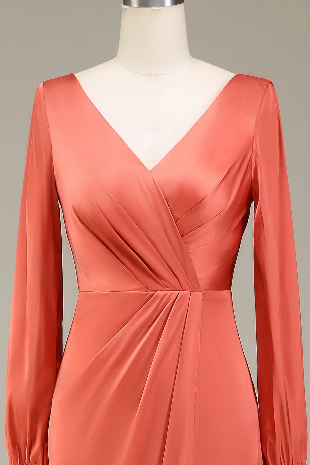 Red Satin High Slit Wedding Dress - Chloe Dress