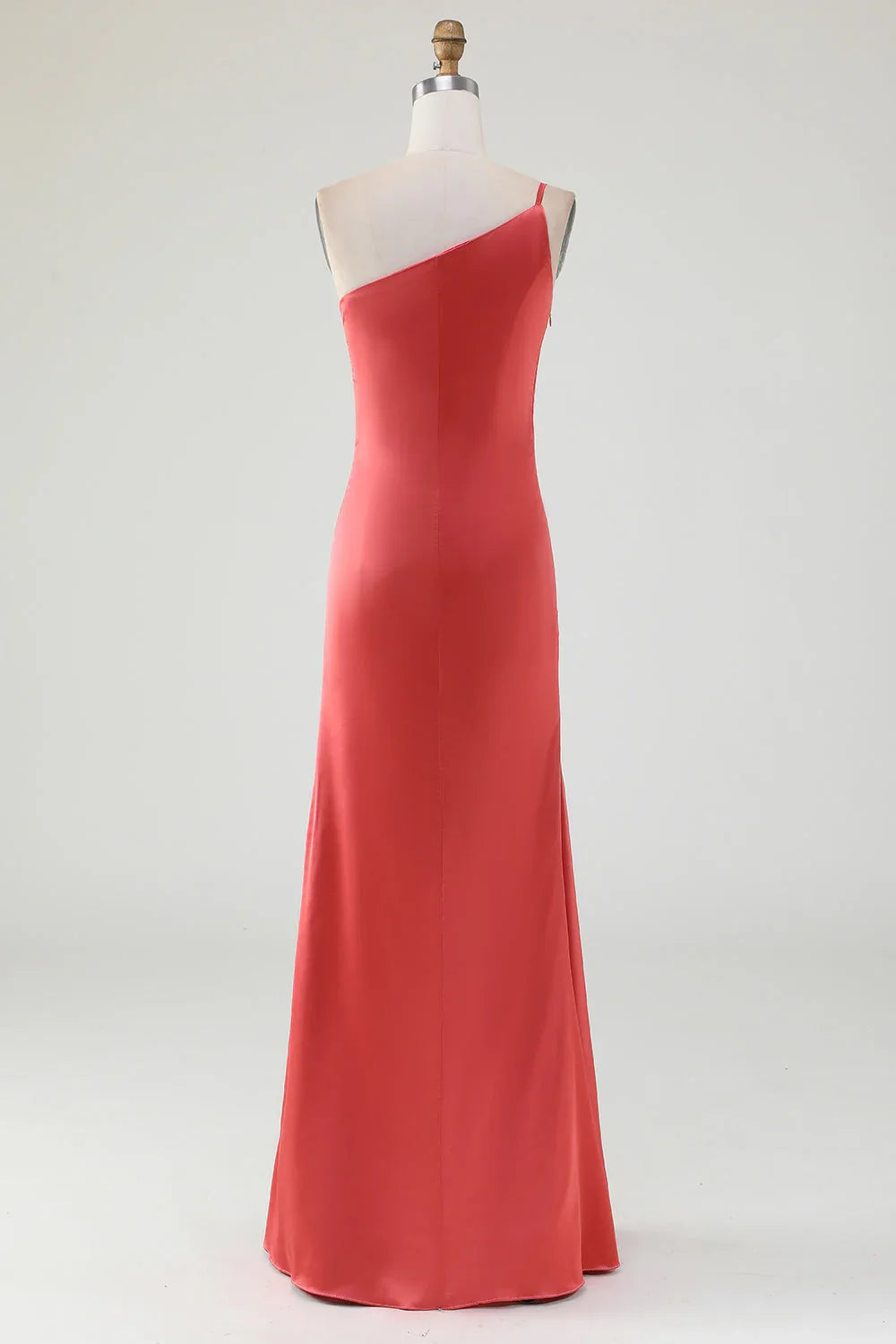 Red One-Shoulder Satin Pleated Wedding Dress - Chloe Dress