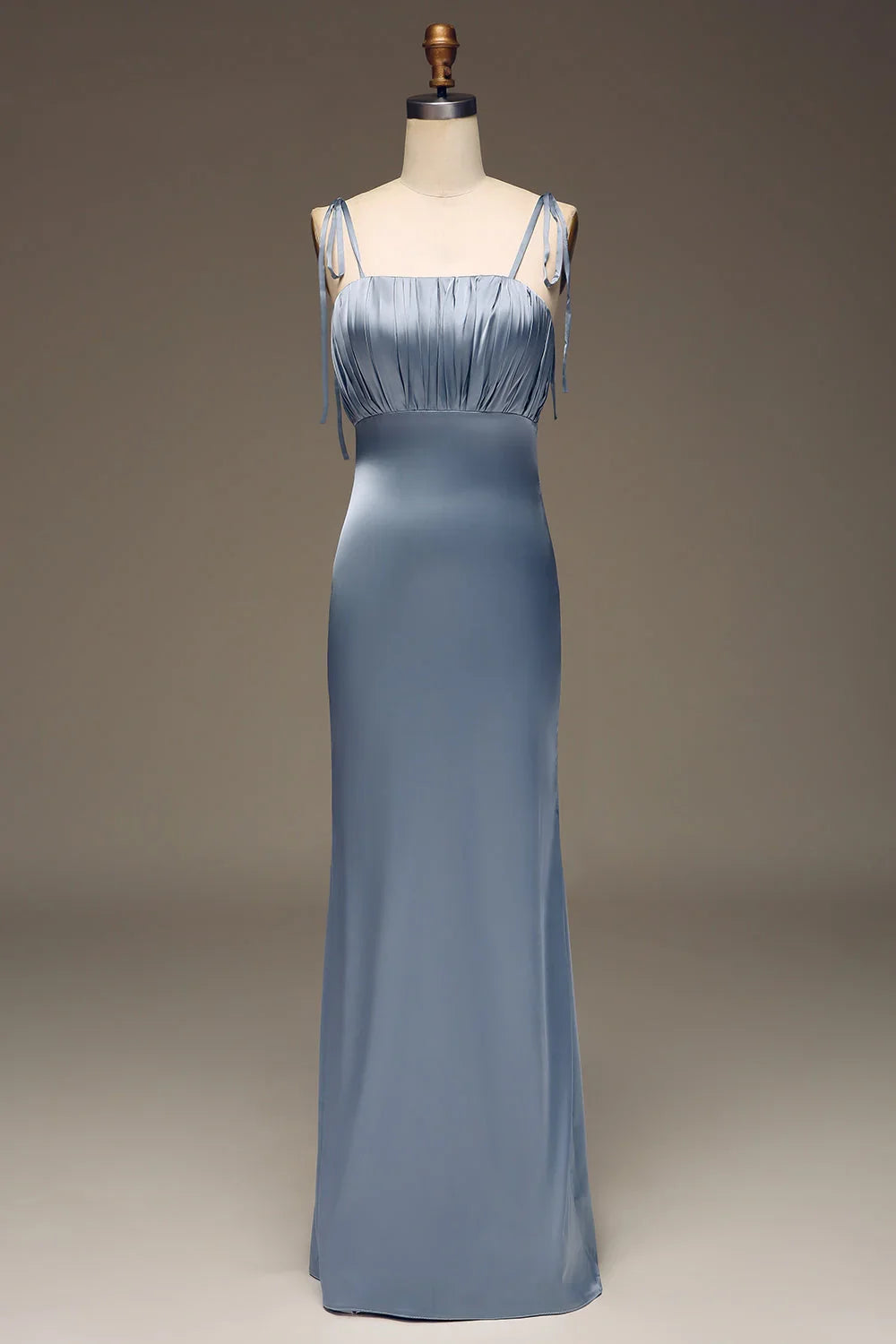 Blue Satin Pleated Wedding Dress - Chloe Dress