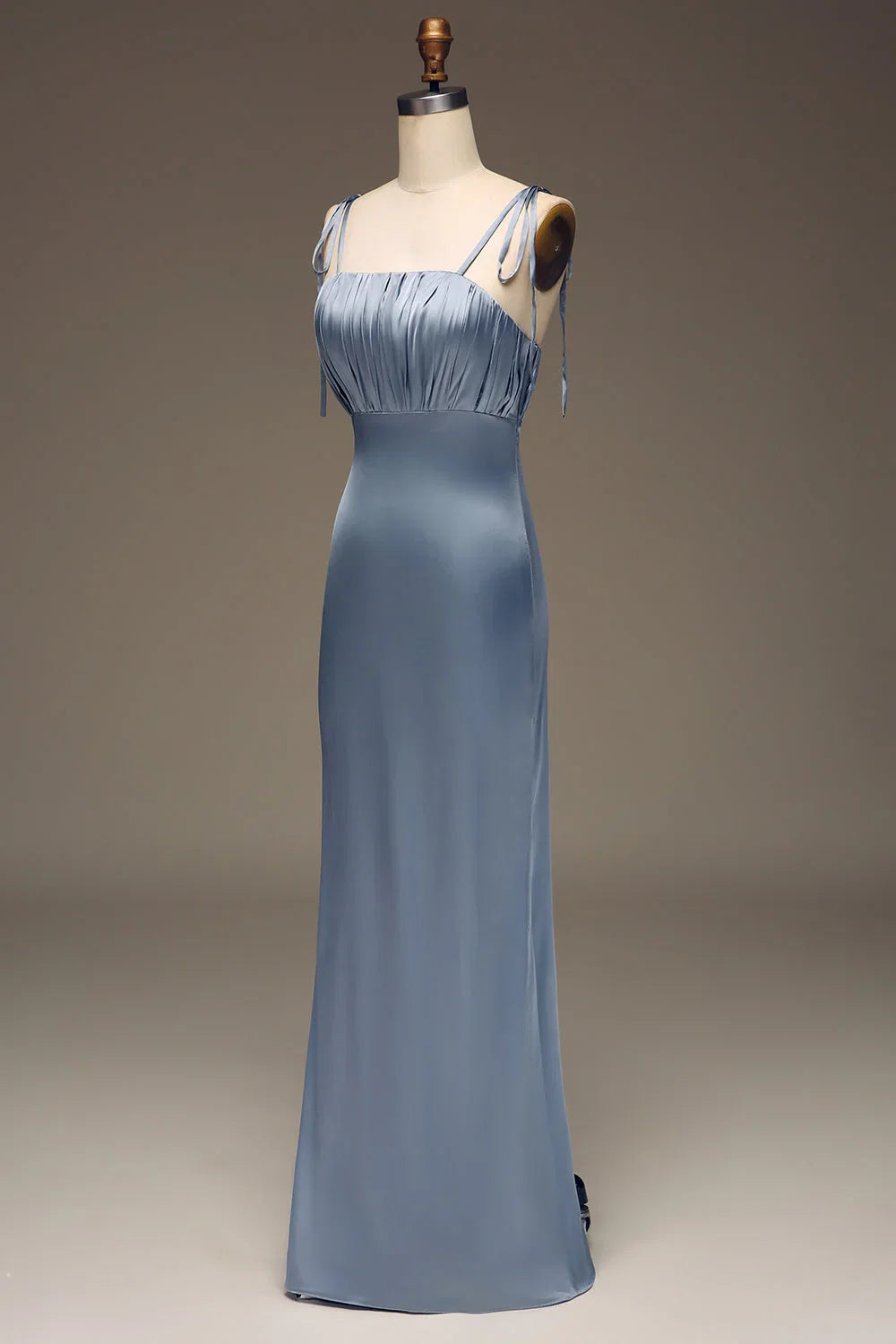 Blue Satin Pleated Wedding Dress - Chloe Dress