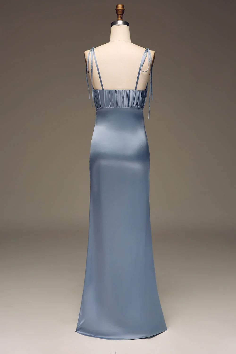Blue Satin Pleated Wedding Dress - Chloe Dress
