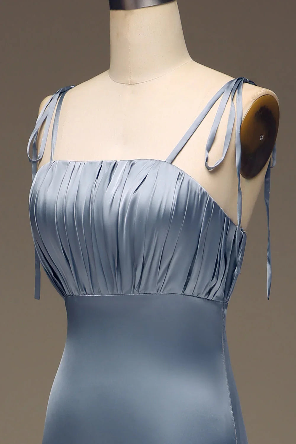 Blue Satin Pleated Wedding Dress - Chloe Dress