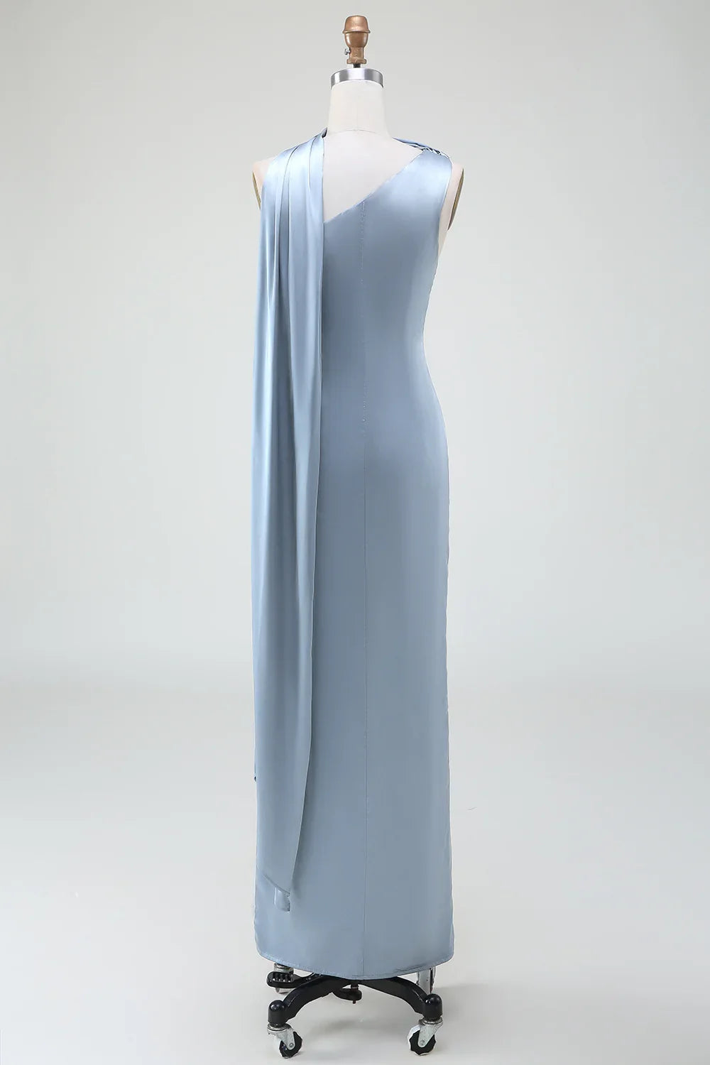 Blue One-Shoulder Satin Wedding Dress - Chloe Dress