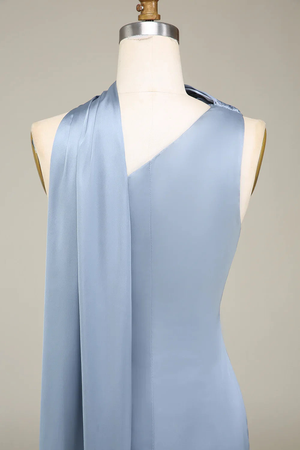 Blue One-Shoulder Satin Wedding Dress - Chloe Dress
