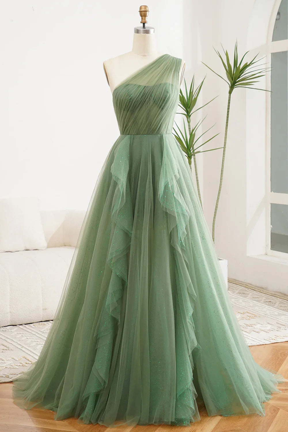 Navy Blue A-Line One-Shoulder Chiffon Ball Dress - Chloe Dress