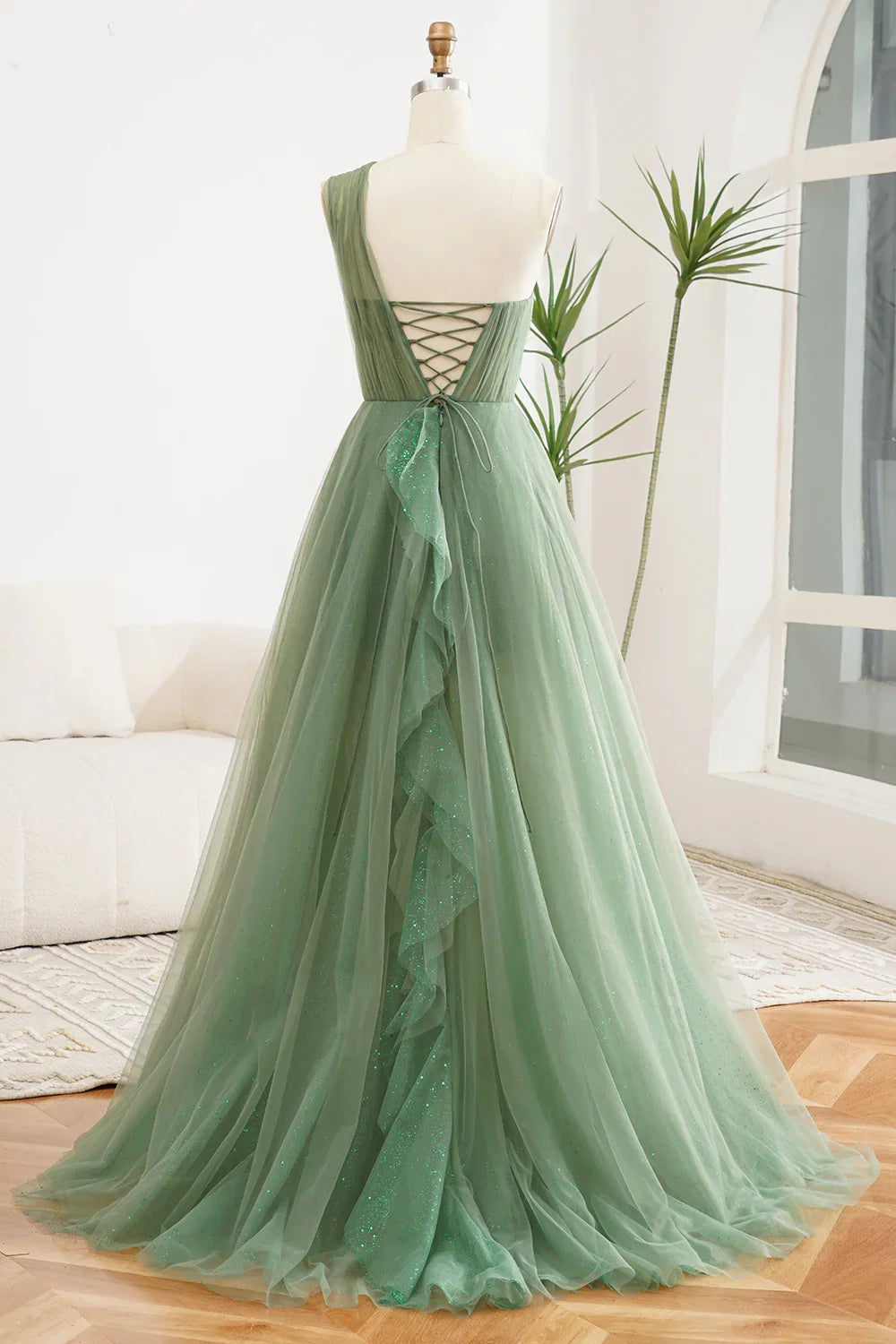 Navy Blue A-Line One-Shoulder Chiffon Ball Dress - Chloe Dress