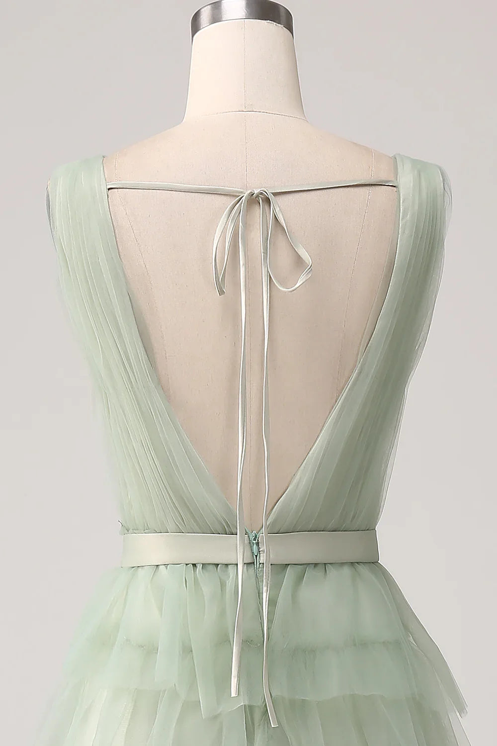Green A-Line V-Neck Chiffon High Slit Floor-Length Dress - Chloe Dress