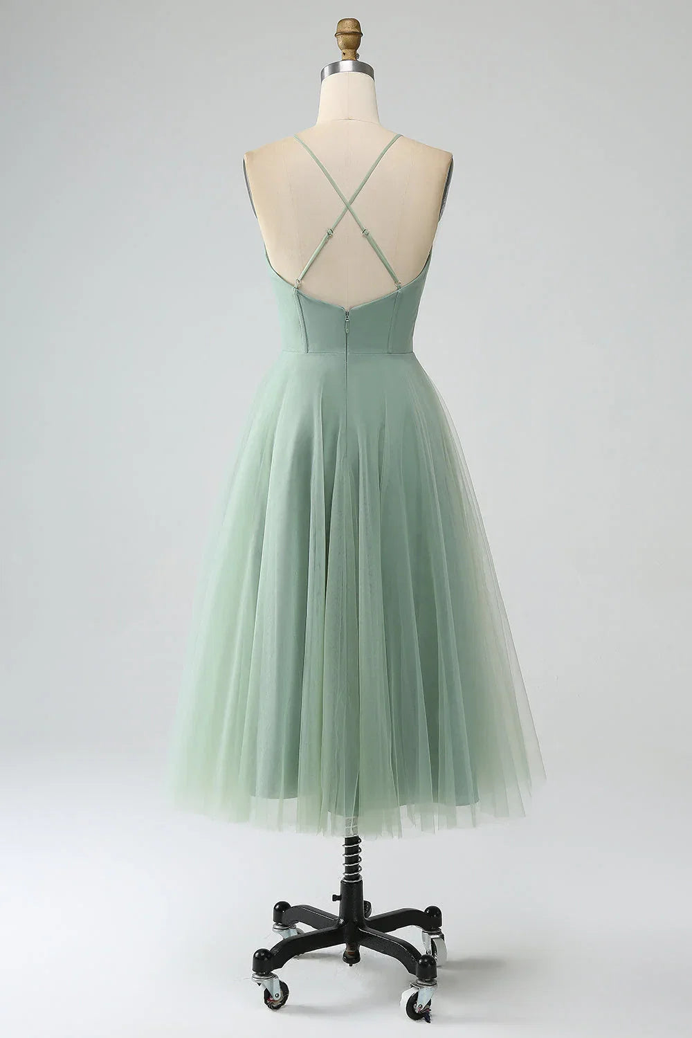 A-Line Lace-Up Back Tea-Length Wedding Dress - Chloe Dress