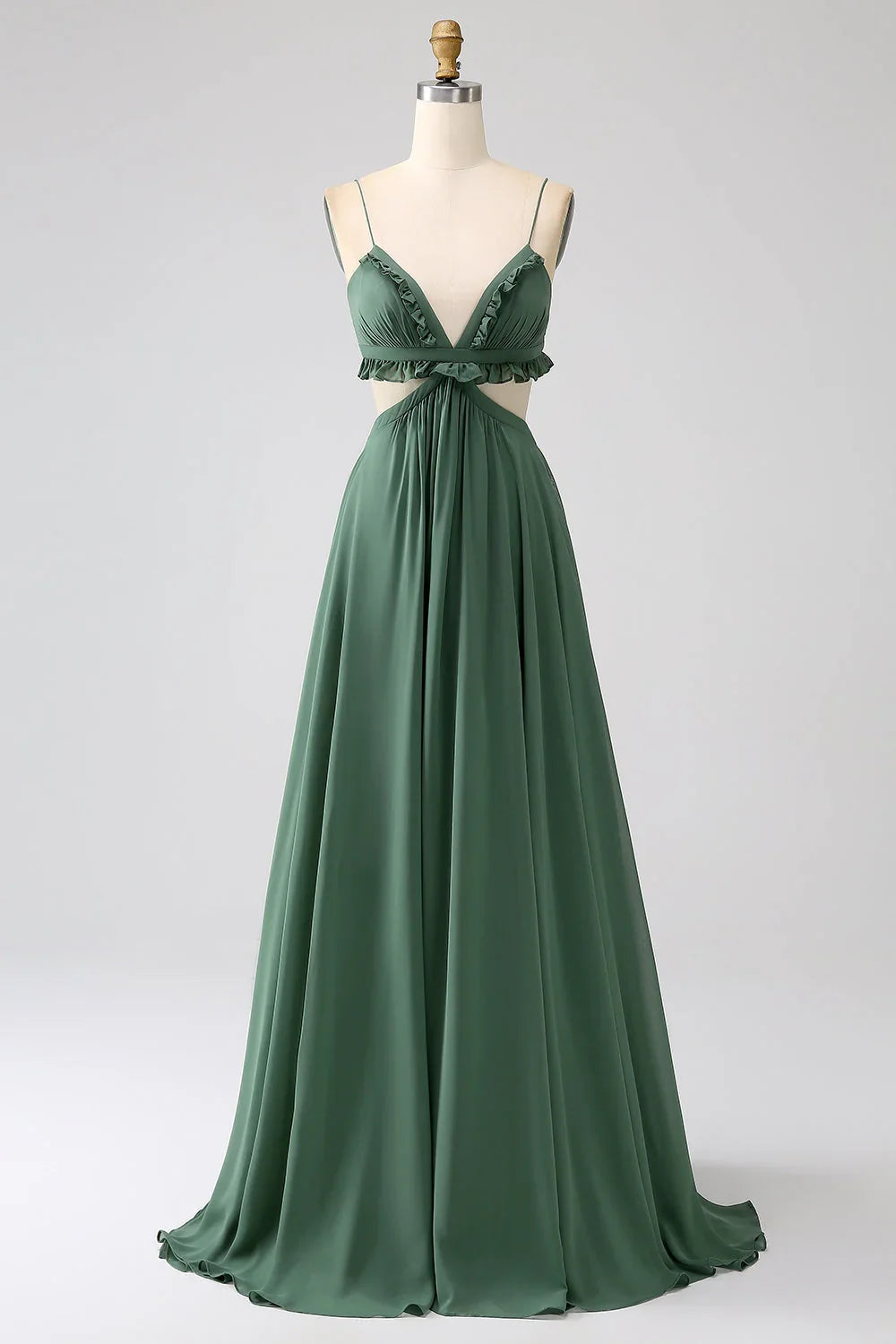 Green Ruffled Wedding Dress - Chloe Dress