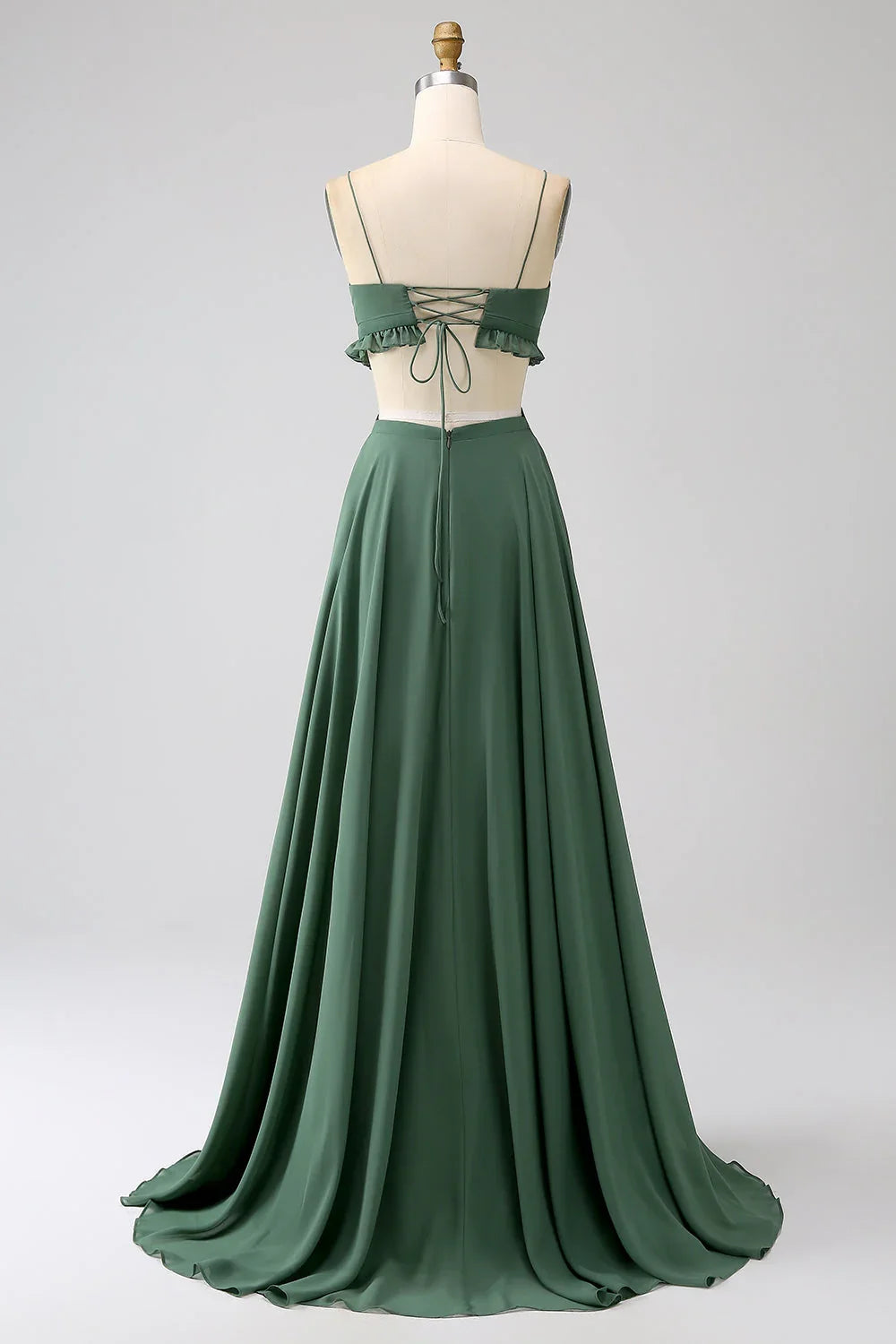 Green Ruffled Wedding Dress - Chloe Dress