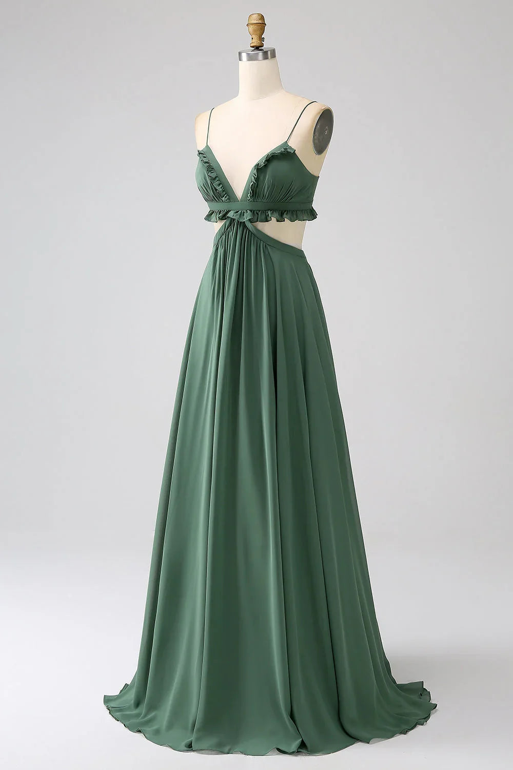 Green Ruffled Wedding Dress - Chloe Dress