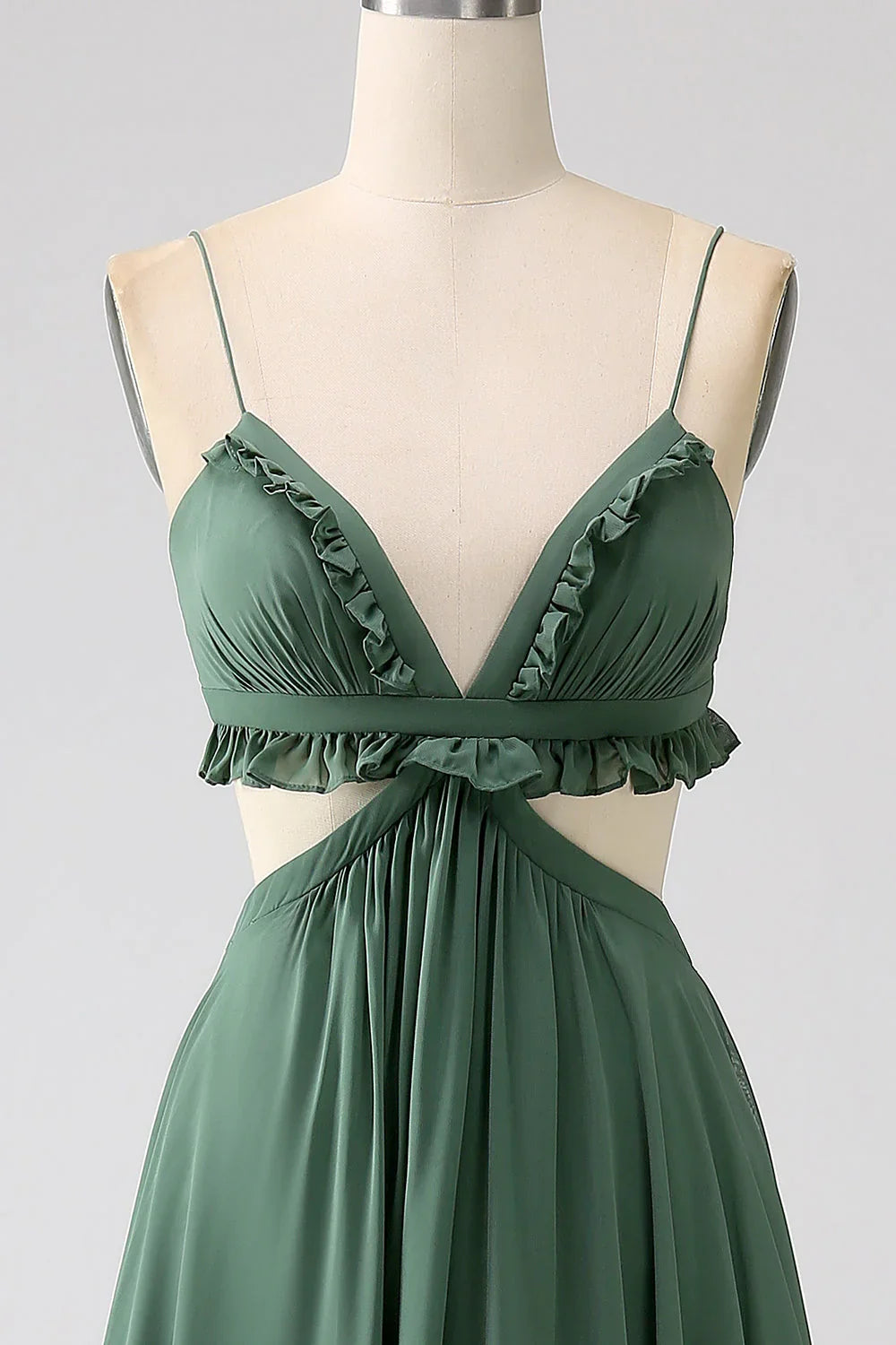 Green Ruffled Wedding Dress - Chloe Dress