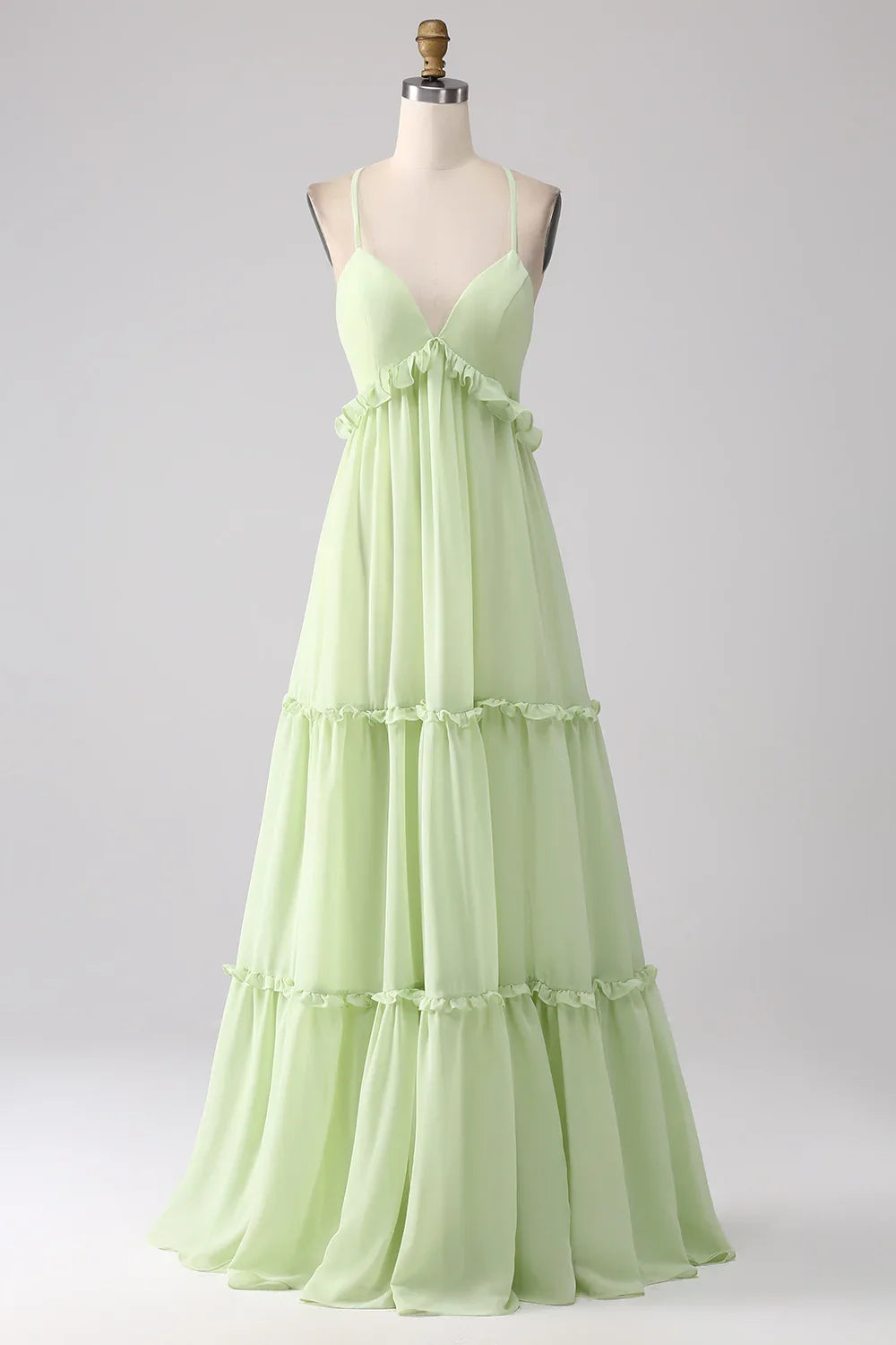 Green A-Line Backless Wedding Dress - Chloe Dress