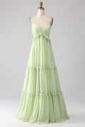 Green A-Line Backless Wedding Dress - Chloe Dress