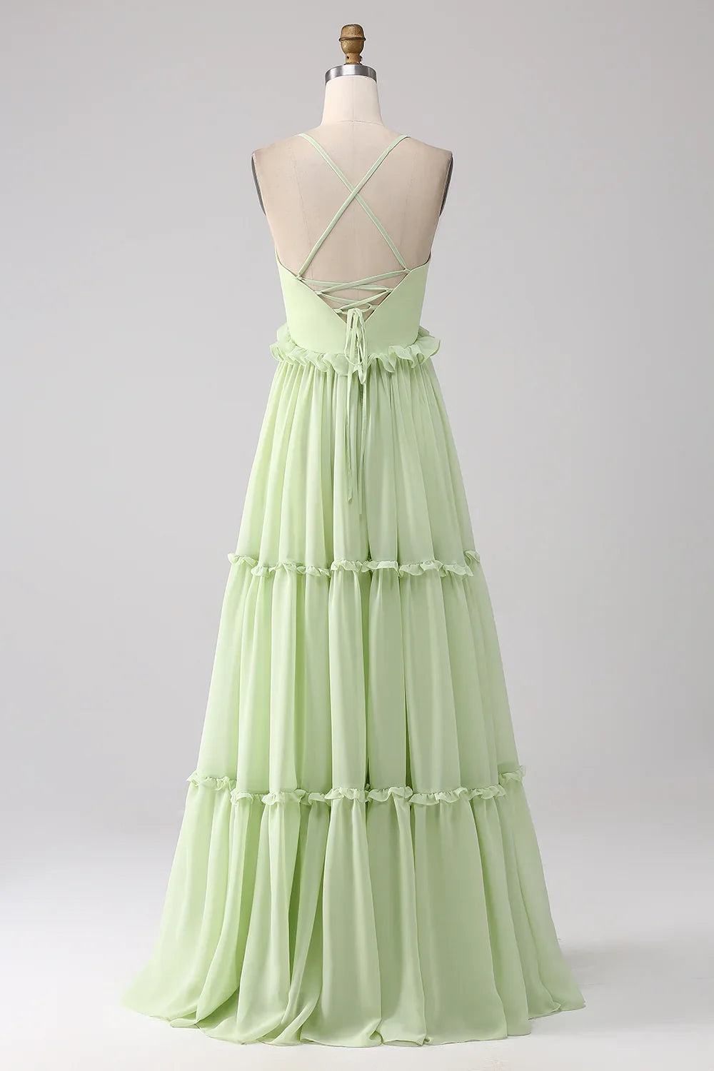 Green A-Line Backless Wedding Dress - Chloe Dress