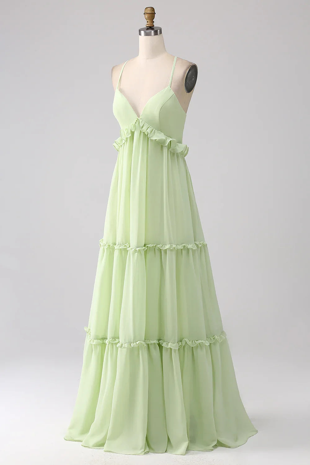 Green A-Line Backless Wedding Dress - Chloe Dress