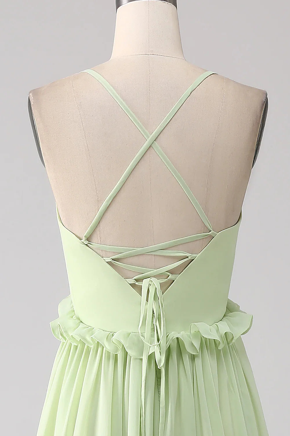 Green A-Line Backless Wedding Dress - Chloe Dress