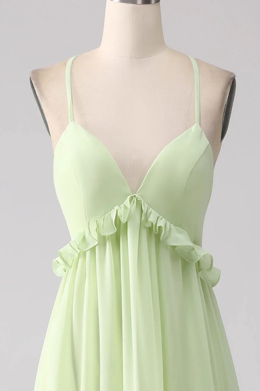 Green Lace Lace-Up Back Ruffled Wedding Dress - Chloe Dress