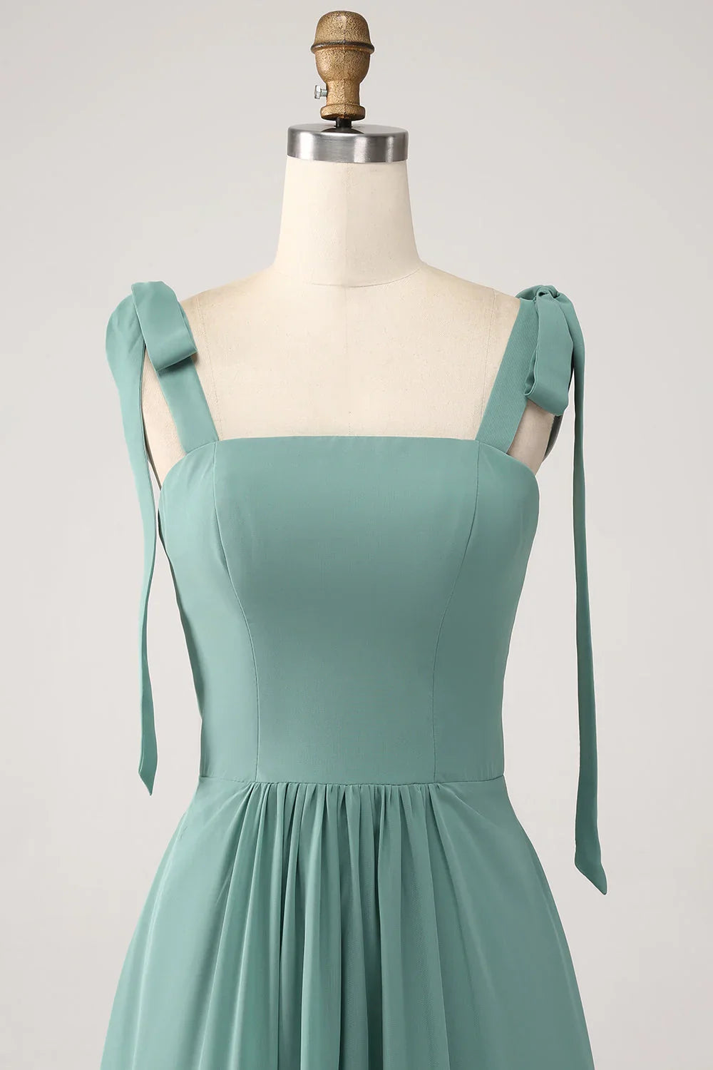 Green A-Line Chiffon Pleated Wedding Dress - Chloe Dress