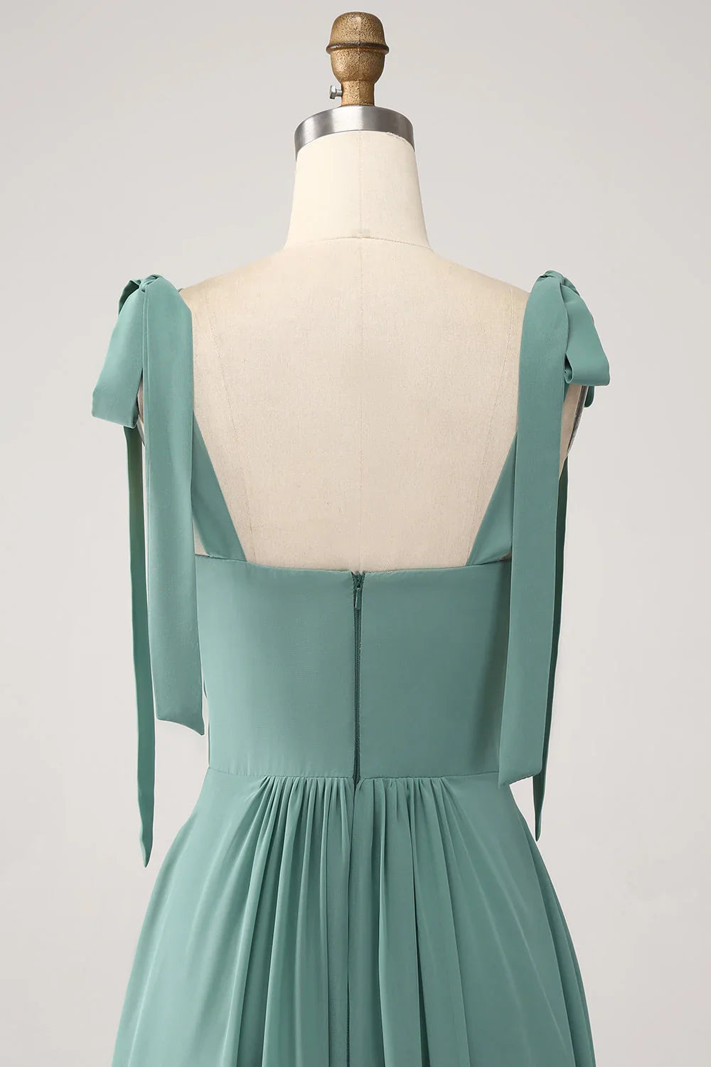 Green A-Line Chiffon Pleated Wedding Dress - Chloe Dress