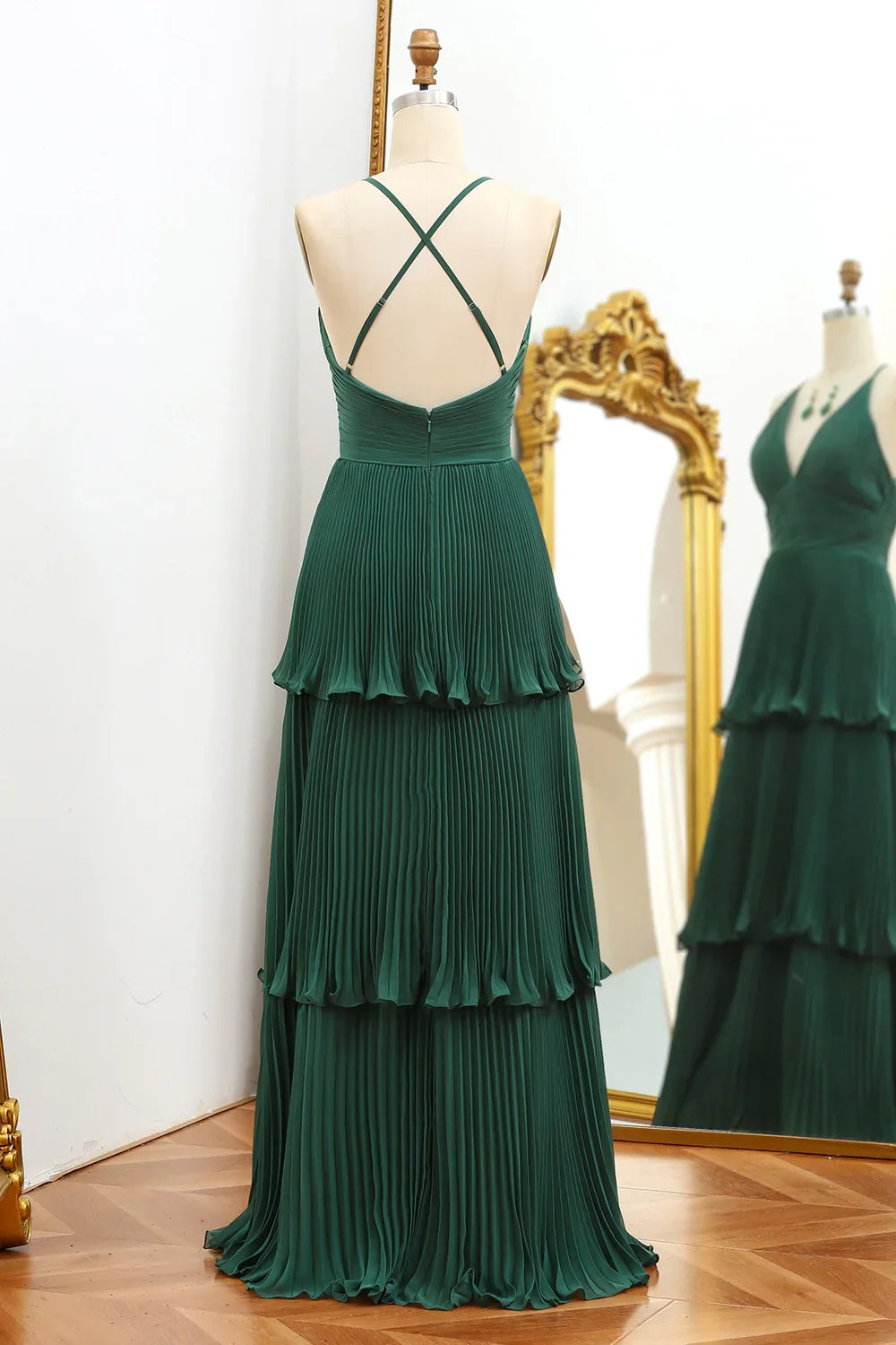 Green Ball Gown V-Neck Gown - Chloe Dress