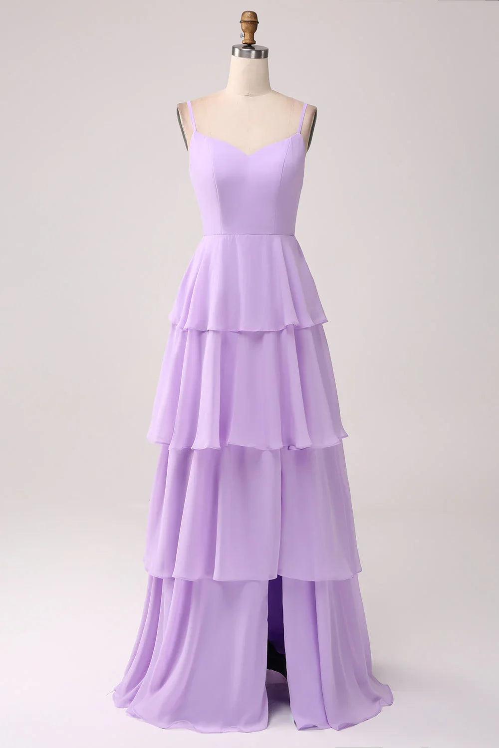 Lilac A-Line Chiffon High Slit Wedding Dress - Chloe Dress