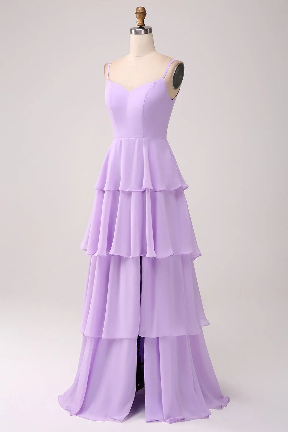 Lilac A-Line Chiffon High Slit Wedding Dress - Chloe Dress
