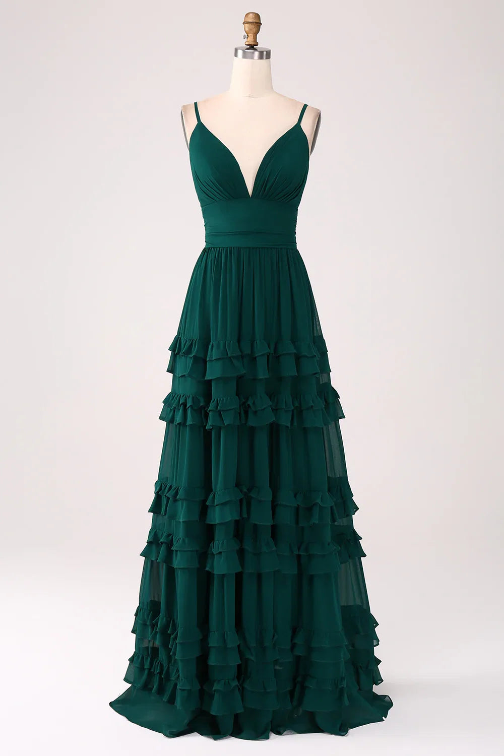 Green A-Line Pleated Floor-Length Wedding Dress - Chloe Dress