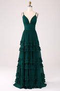 Green A-Line Pleated Floor-Length Wedding Dress - Chloe Dress
