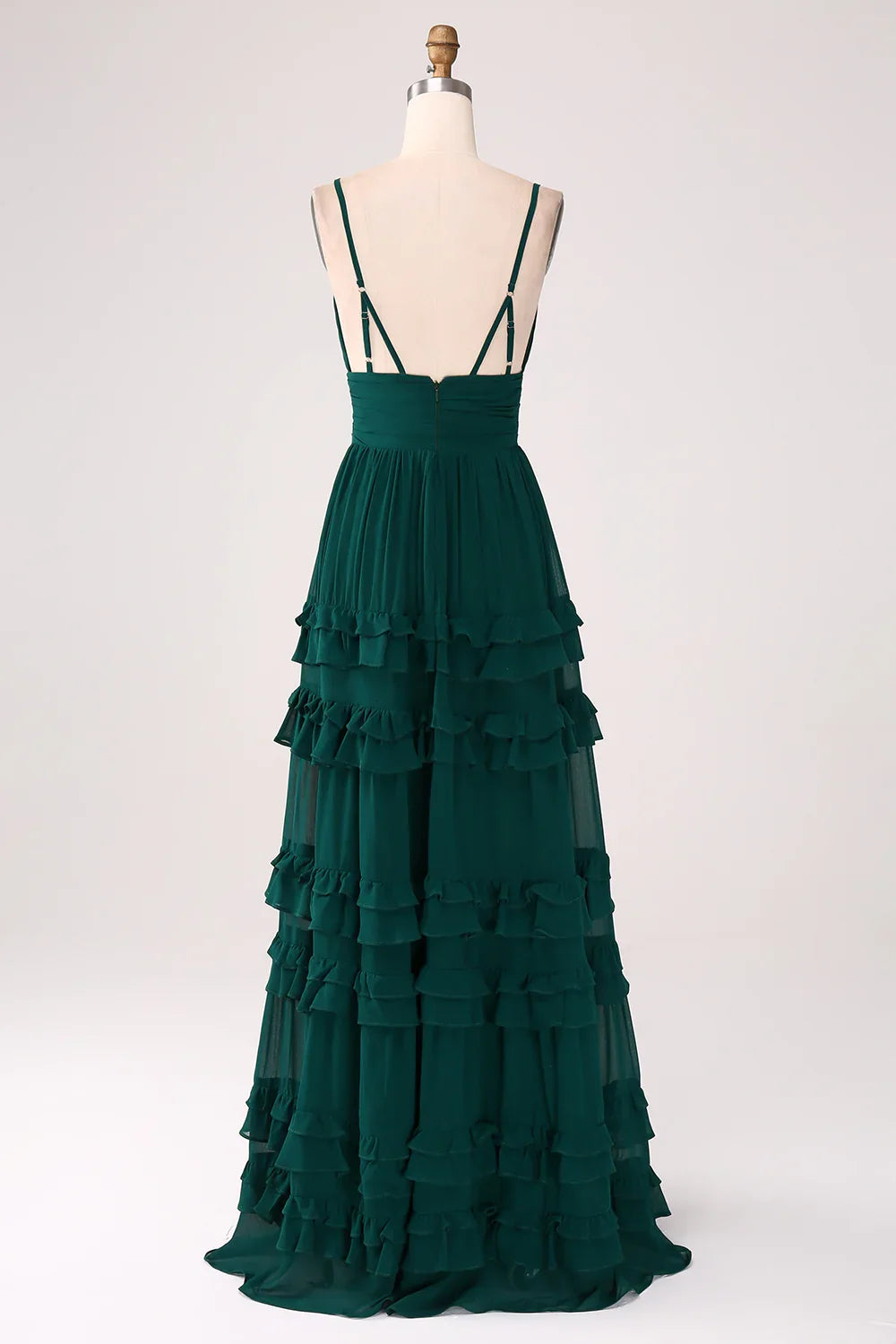 Green A-Line Pleated Floor-Length Wedding Dress - Chloe Dress