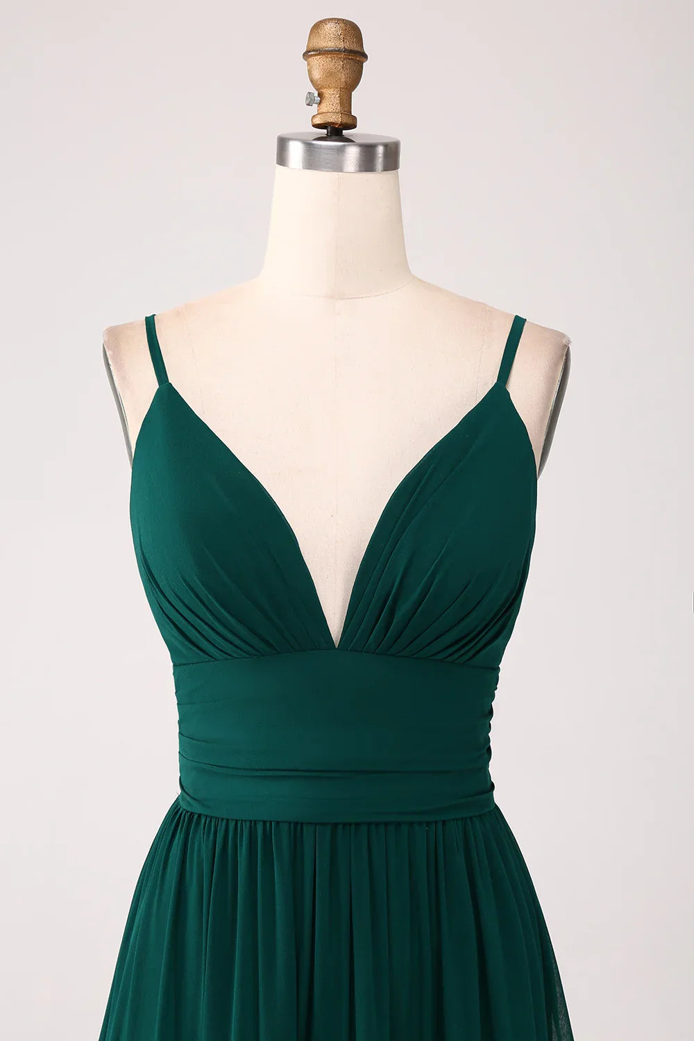 Green A-Line Pleated Floor-Length Wedding Dress - Chloe Dress