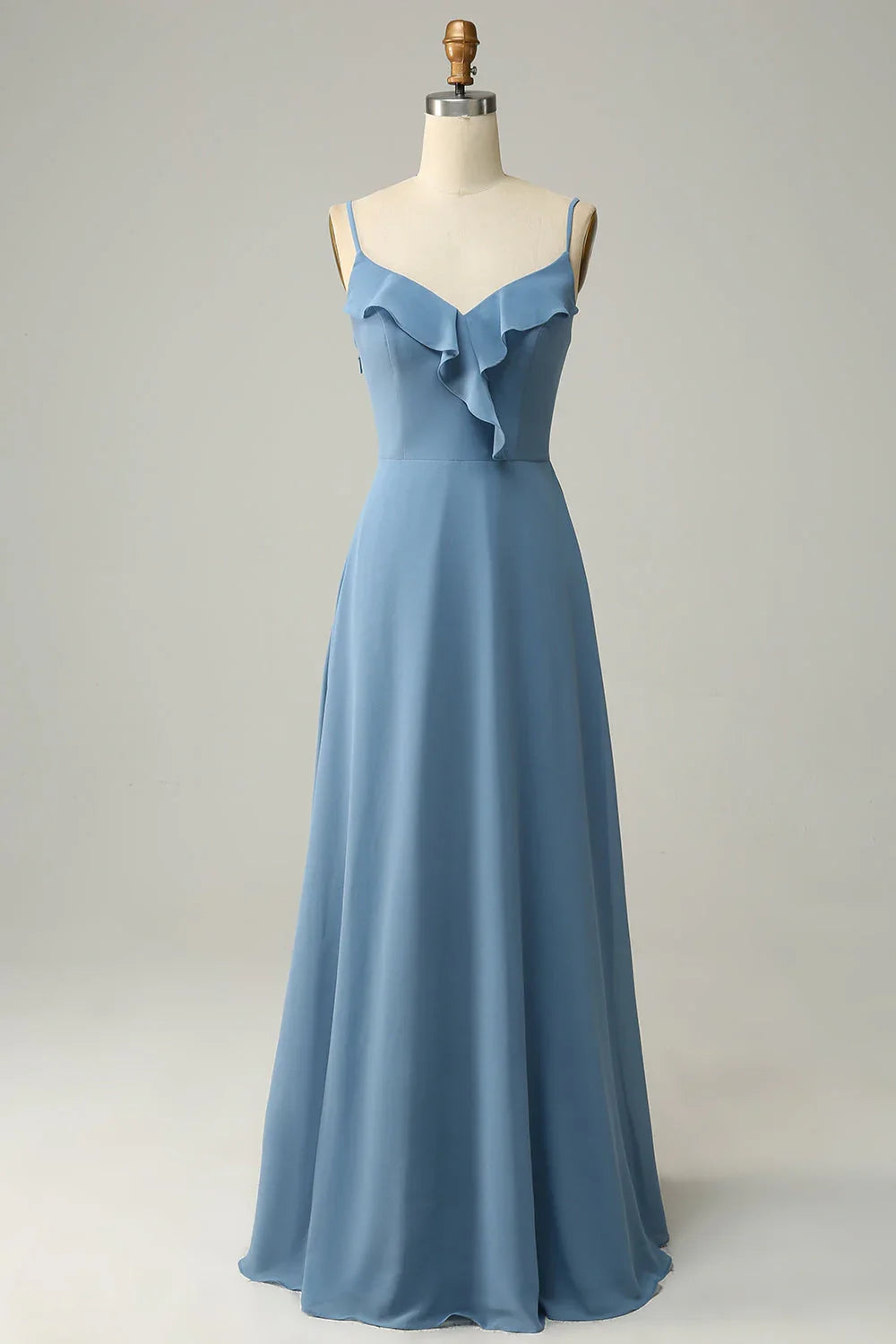 Blue A-Line Ruffled Wedding Dress - Chloe Dress