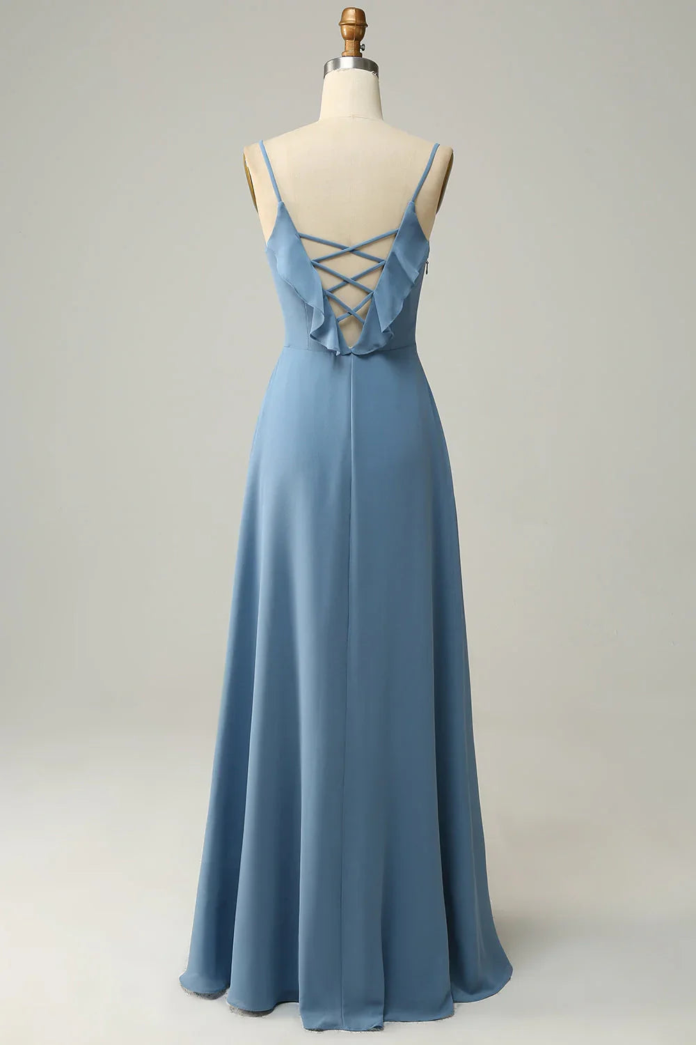 Blue A-Line Ruffled Wedding Dress - Chloe Dress
