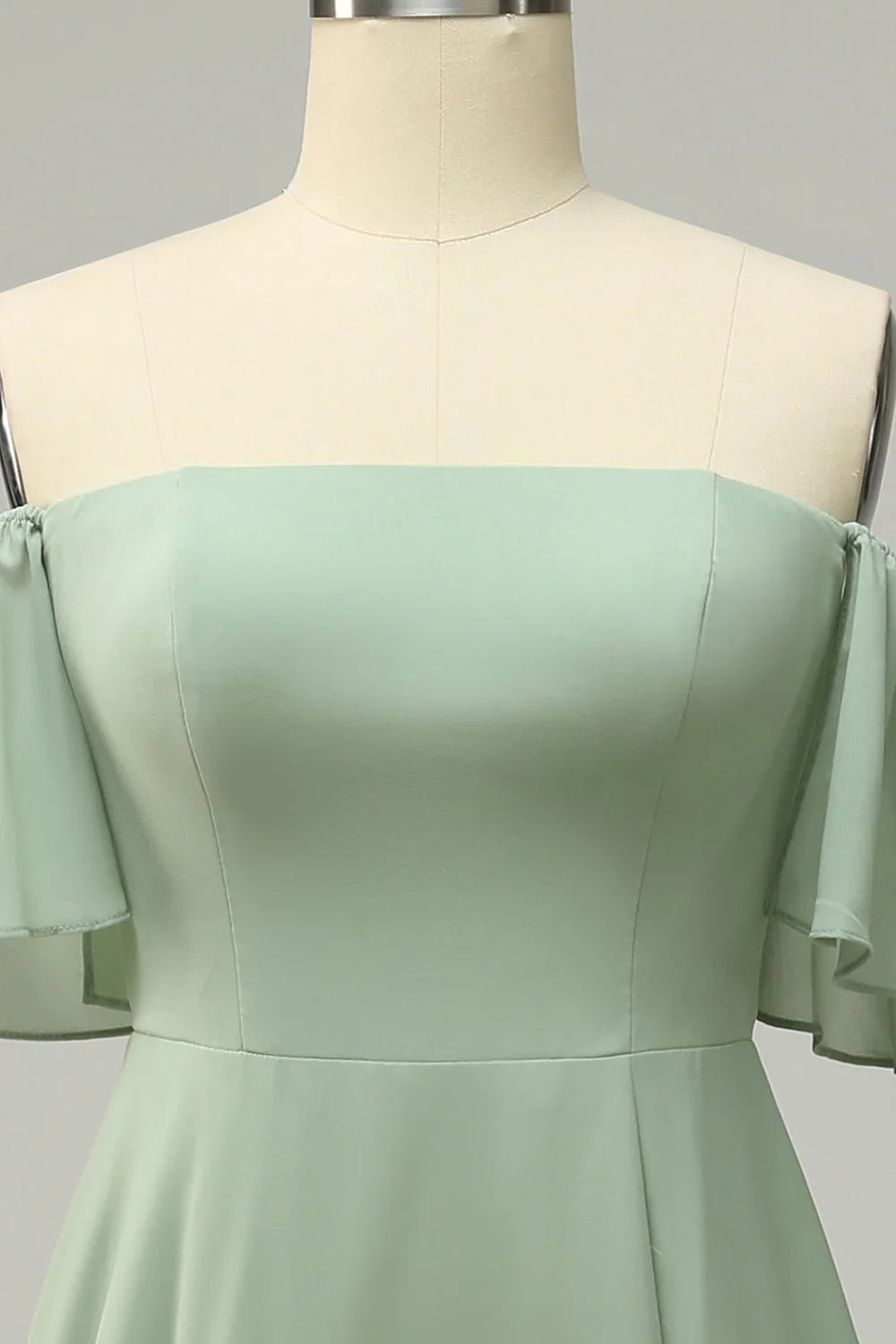 Green One-Shoulder Ruffled Wedding Dress - Chloe Dress