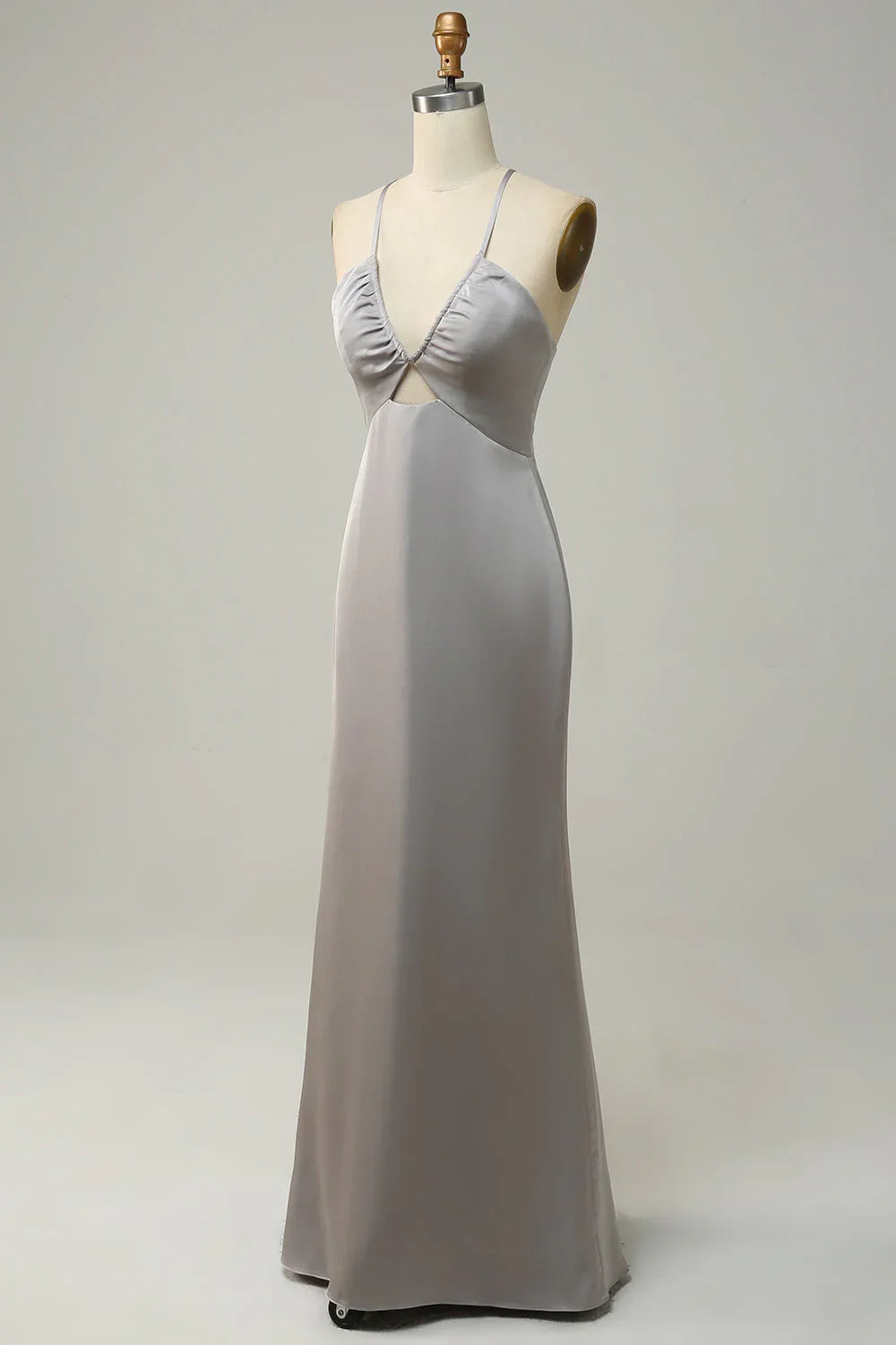 Grey Open Back Wedding Dress - Chloe Dress