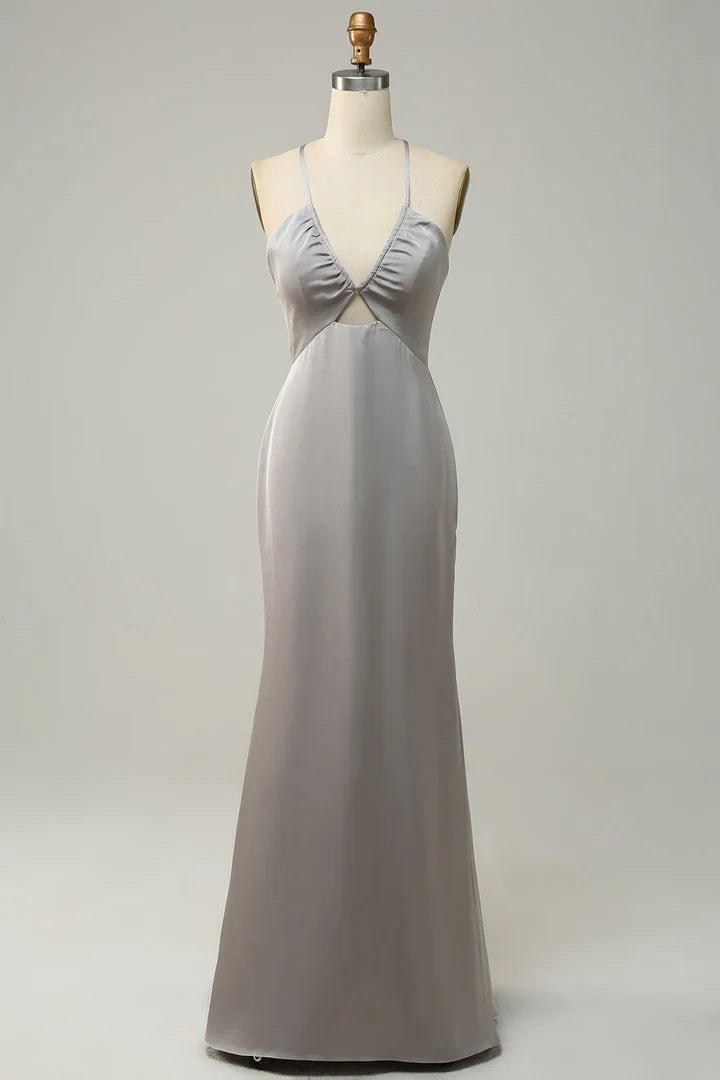 Grey Backless Wedding Dress - Chloe Dress
