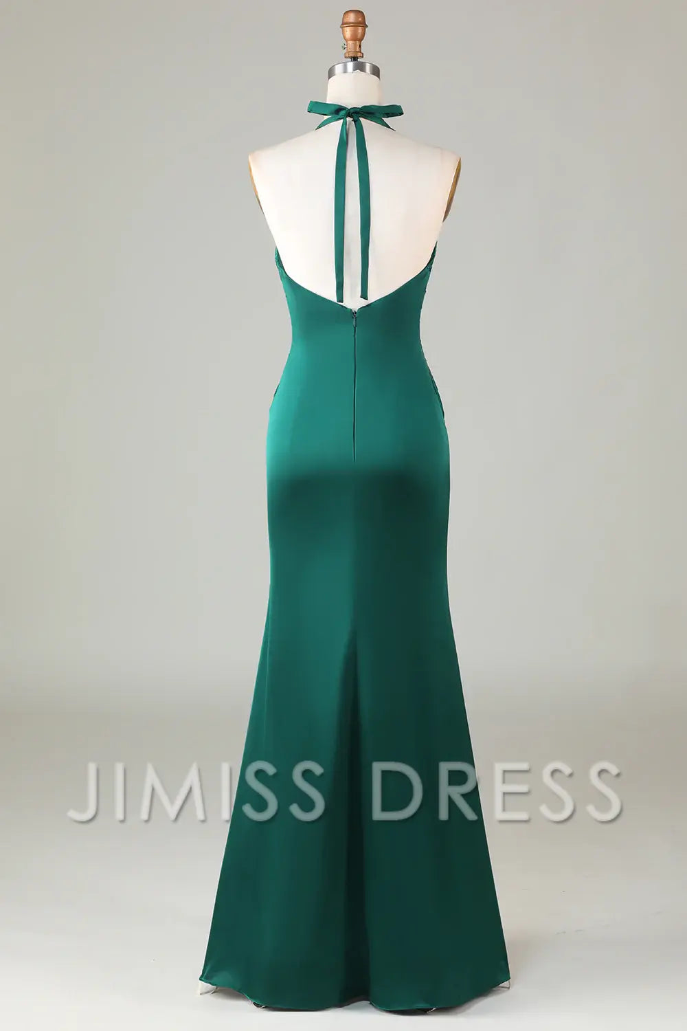 Green Mermaid Satin Sleeveless Floor-Length Wedding Dress - Chloe Dress