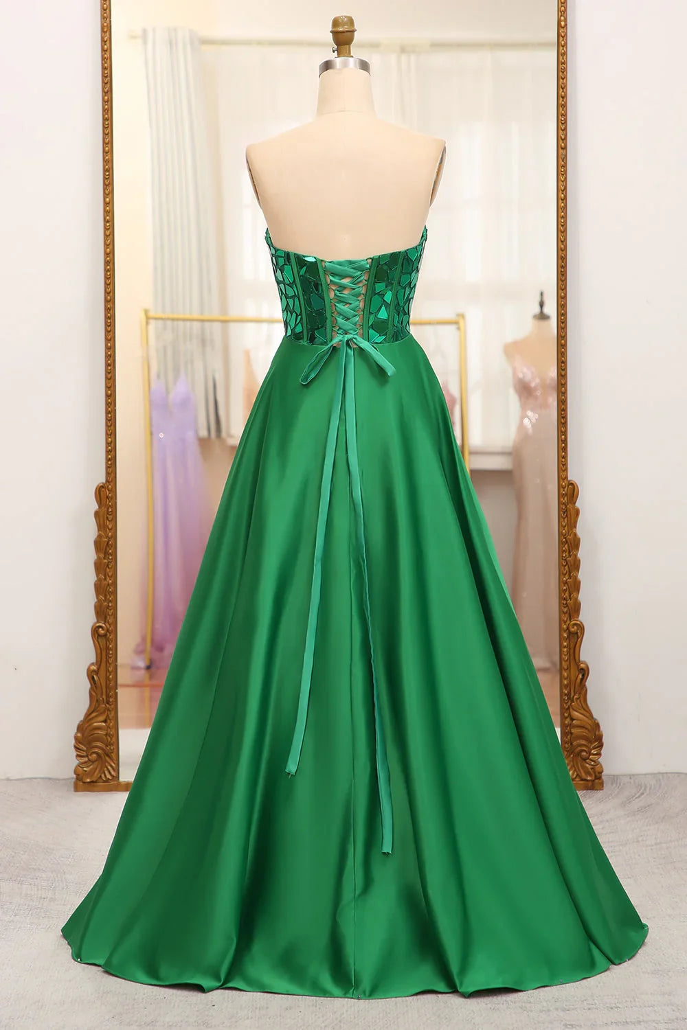 Green A-Line Sweetheart Gown - Chloe Dress