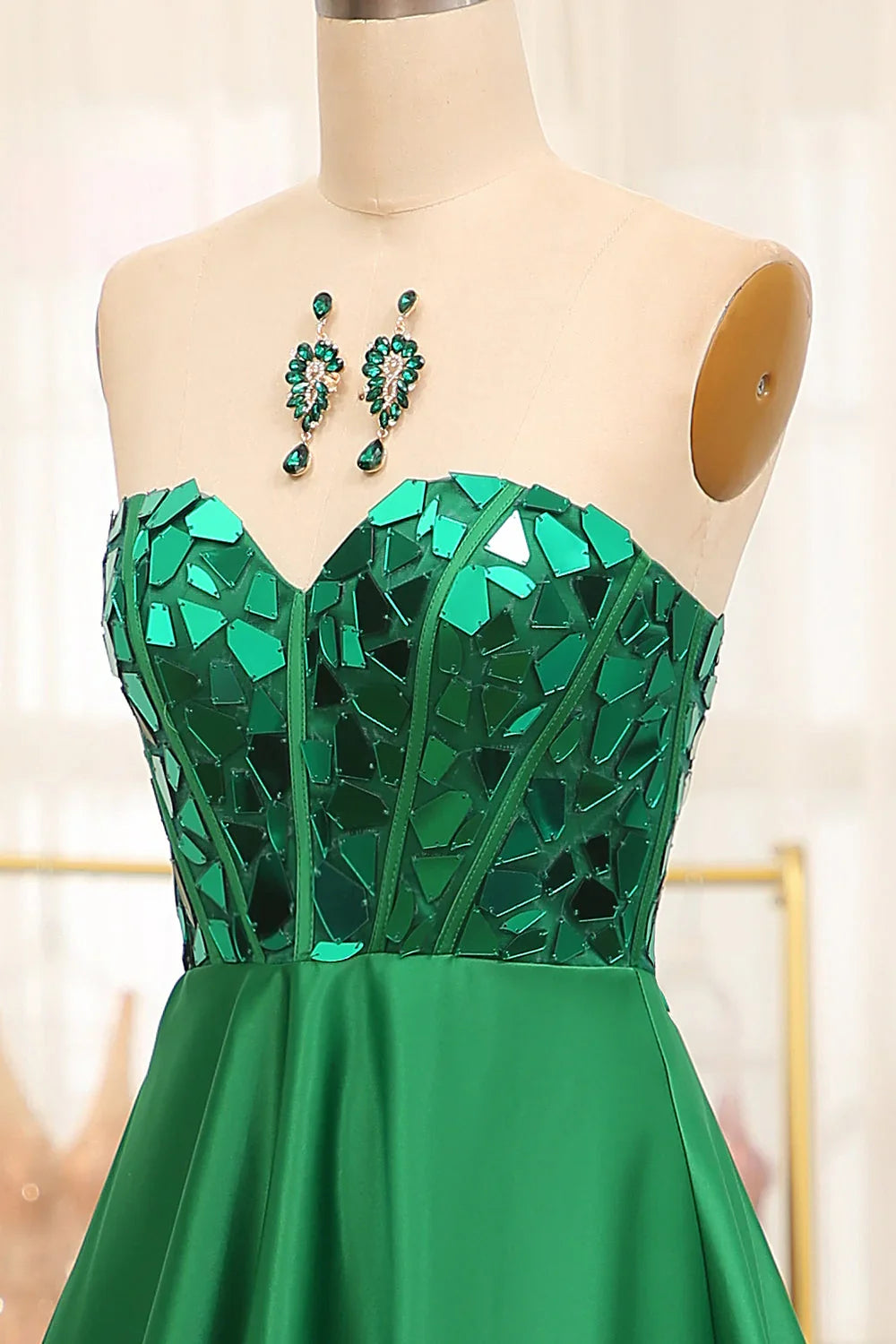 Green A-Line Sweetheart Gown - Chloe Dress