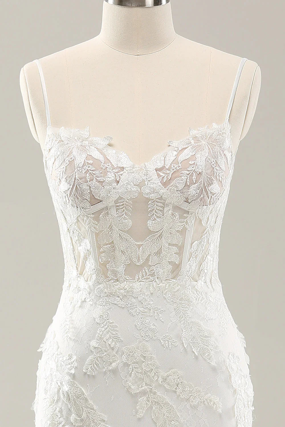White Lace Lace-Up Back Wedding Dress - Chloe Dress