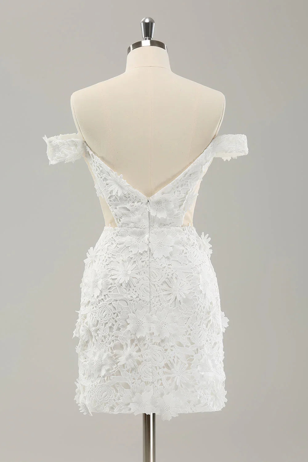 White Off-Shoulder Chiffon Wedding Dress - Chloe Dress