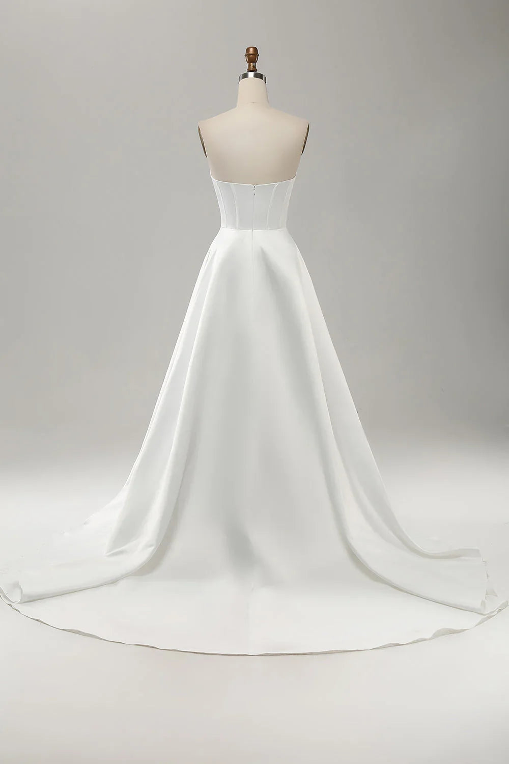 White A-Line Strapless High Slit Dress - Chloe Dress